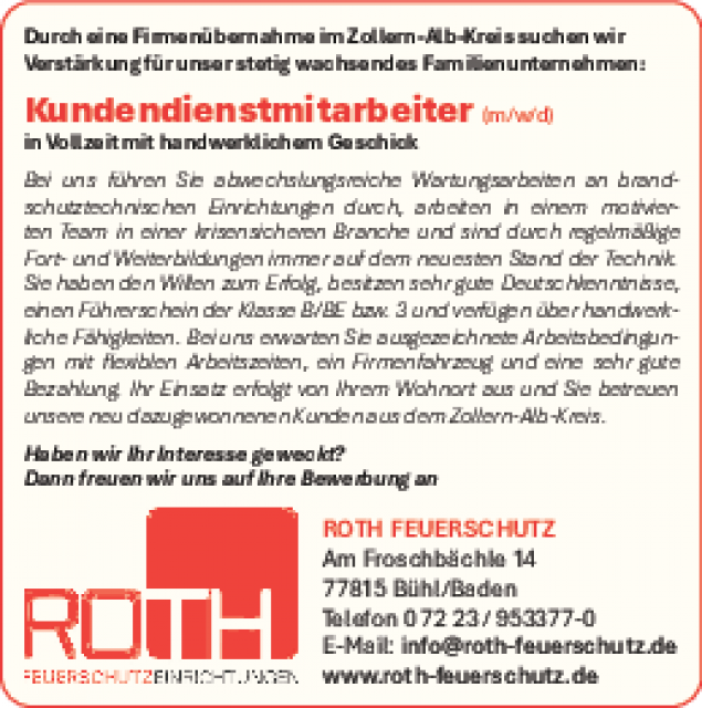 Kundendienstmitarbeiter (m/w/d) in Vollzeit mit handwerklichem Geschick