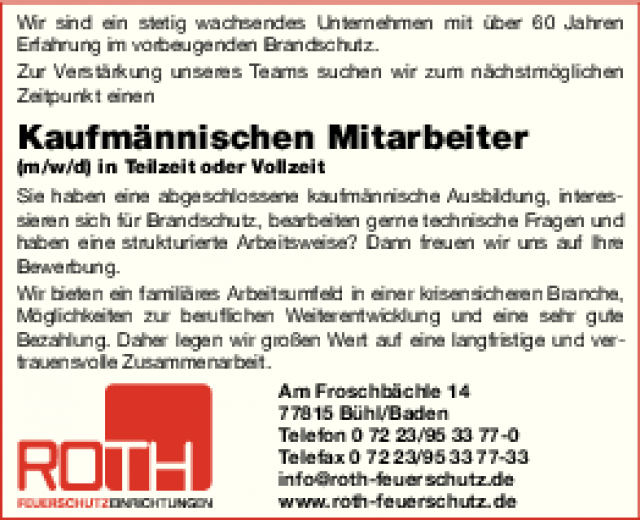 Kaufmännischen Mitarbeiter - (m/w/d) in Teilzeit oder Vollzeit